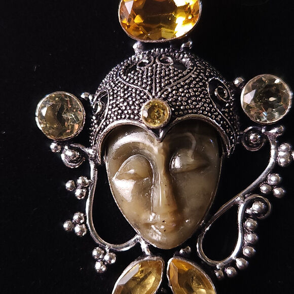 Sterling Silver Bali Goddess Pendant Necklace with Citrine - Picture 2 of 10